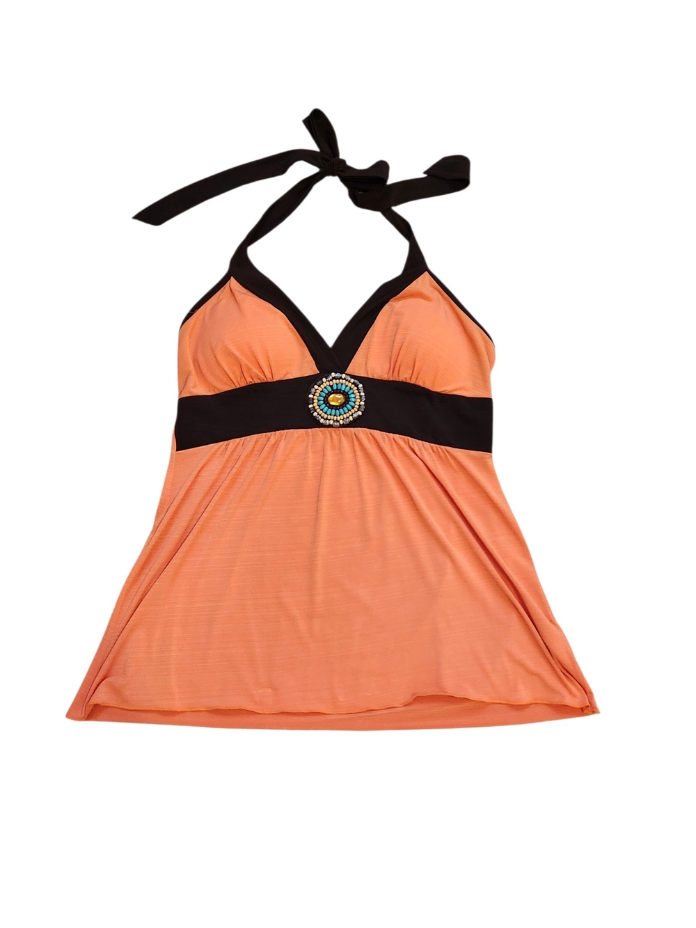 Beautiful Beaded Front Orange Halter